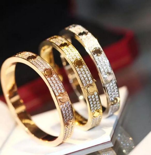

love luxury designer bracelet tennis bracelet women stainless steel rose gold couple diamond fashion jewelry in hand valentine day8660749, Black