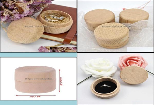 

small round wooden storage boxes ring box vintage decorative natural craft jewelry case wedding accessories drop delivery 2021 pac5956594, Black;white