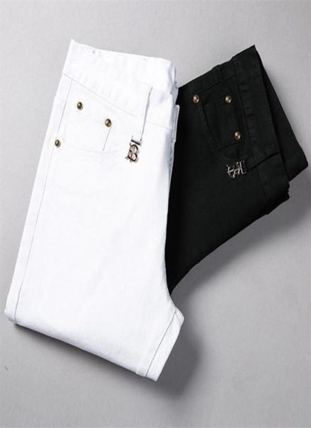 

men039s jeans spring and summer cotton slim elastic italy eagle casual business trousers male classic style denim pants9386701, Blue