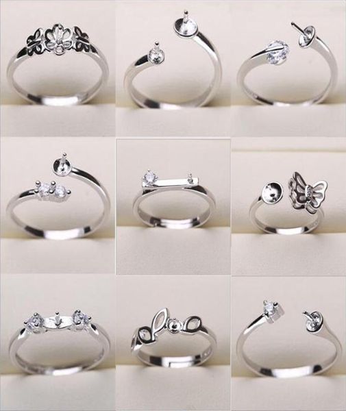 

pearl ring settings 925 sliver rings for women 20 styles mix diy rings adjustable size jewelry settings christmas gift statement j8516745, Slivery;crystal