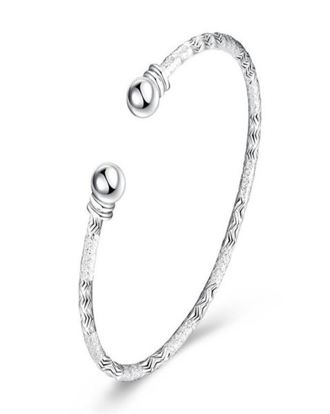 

925 silver plated bangles for women beautiful jewelry minimalist style christmas presents whole 6121993, Black