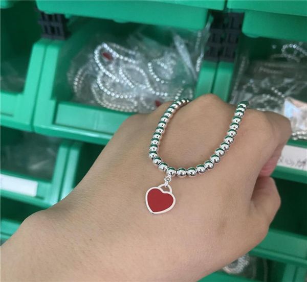 

100 s925 silver luxury beaded tag strands bracelet women hearts fine jewelry trendy beads chain round ball bracelets for girlfrie3168540, Black