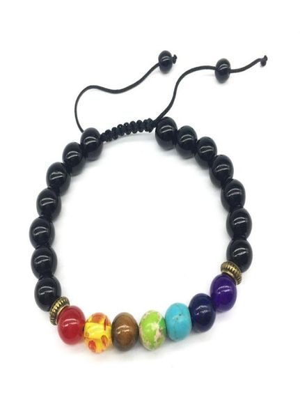 

7 chakra bracelet men black lava healing balance beads various colors bracelets for women reiki buddha prayer natural stone yoga b3752994, Golden;silver