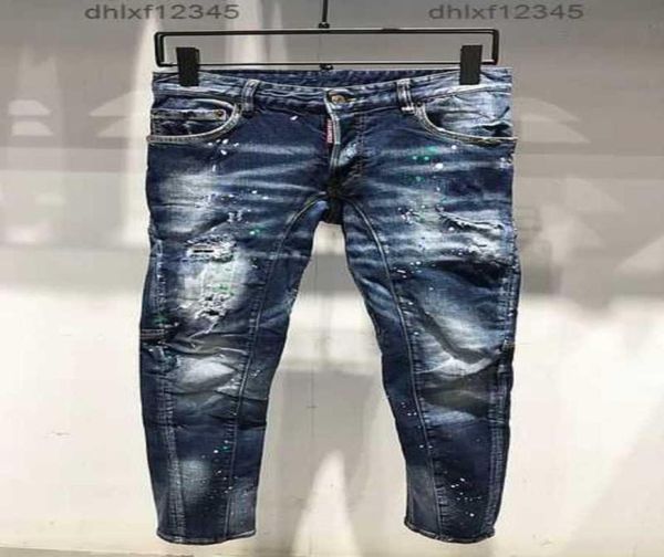

autumn designer dsq skinny feet pants mens jeans ripped d2 paint splatter retro blue straight jean streetwear beggar quality stree1198073