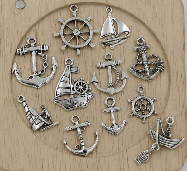 

sell 110pcs tibetan silver mixed sailing anchor rudder charm pendant jewelry diy 11 style 3507685706, Bronze;silver