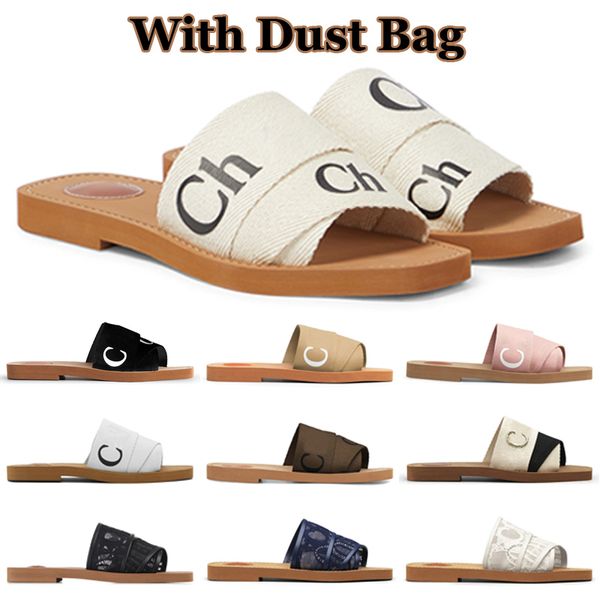 

2023 sandals women mules flat slides light tan beige white black pink lace lettering fabric canvas slippers womens lady summer outdoor shoes