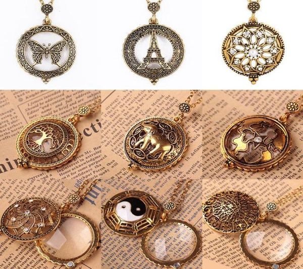 

art magnifying glass cabochon necklace antique life tree cat map pendant necklaces beautifully jewelry collar collier locket neckl6146273, Silver