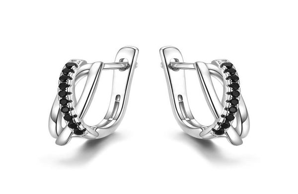 

hoop huggie huitan simple women earring cross black stone minimalist gift lowkey party daily wearable fashion female jewelry dr3221897, Golden;silver