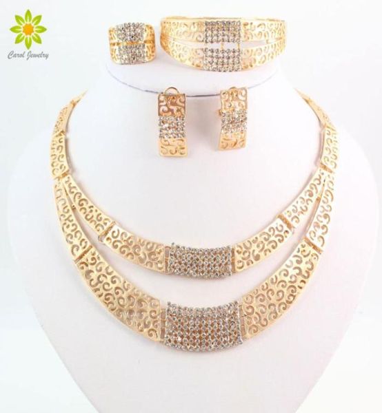 

jewelry sets fashion wedding accessories african jewelry sets 18k gold rhinestone necklace earrings set bridal jewelry set44872766156507, Slivery;golden