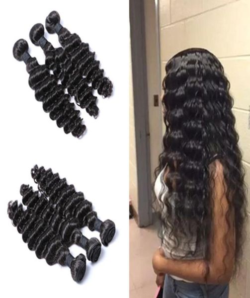 

8a new arrival malaysian virgin hair deep wave 100 curly weave human hair bundles factory unprocessed 1b natural color 7438835, Black;brown