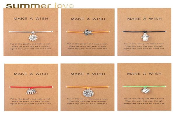 

handmade 5 color wax rope braided charm bracelet for women men elephant life of tree friendship love turtle pendant bracelet with 2400230, Golden;silver