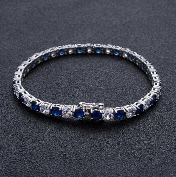 

wholebling iced out chains bracelets 7inch8inch 5mm tennis chain blue cubic zirconia hip hop jewelry for men women9201694, Golden;silver