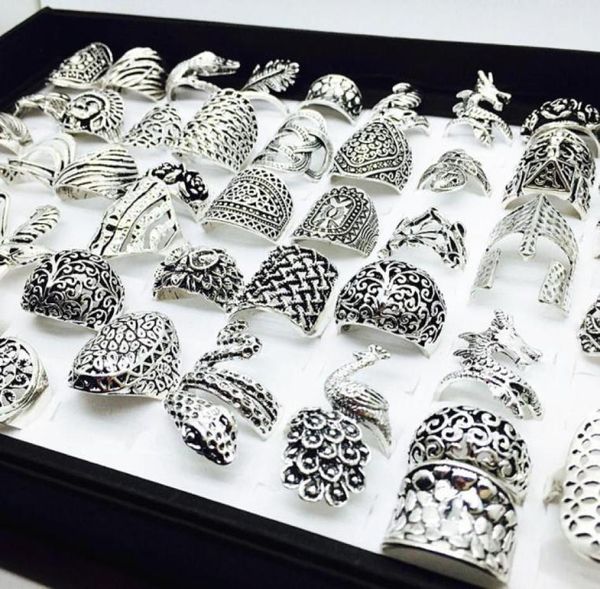 

whole 50pcs mix styles beautiful silver vintage jewelry rings for women party gifts unique brand new29901566109468, Golden;silver