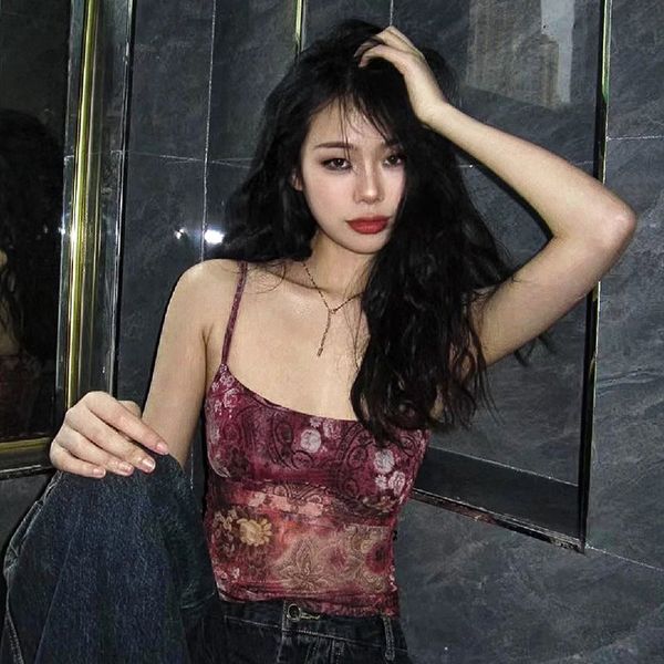 

women's tanks camis fairy tale core garbage print retro 2000 y2k aesthetic tank fashion korean fashion corset bra bohemian style 230711, White