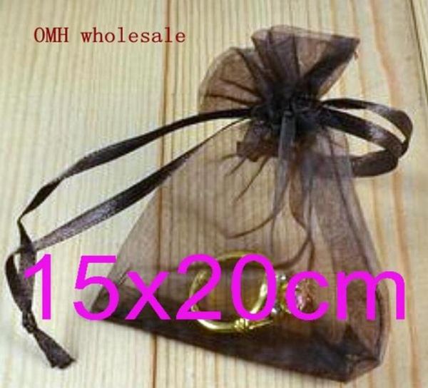 

omh whole big red color beige 50pcs 15x20cm nice chinese voile christmas wedding gift bag organza bags jewlery gift pouch bz106965055, Pink;blue