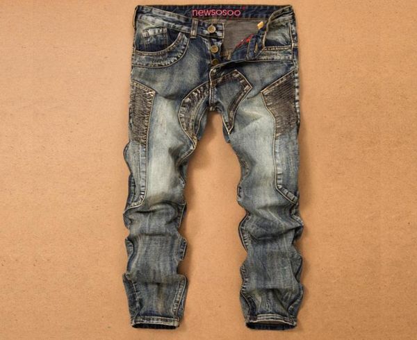 

2018 new vintage blue patchwork denim jeans for men biker skinny retro jeans punk style denim pants men039s clothing high quali7297793
