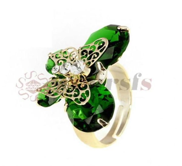 

yoursfs fashion jewelry 18k gold plated green zircon butterfly ring woman anniversary gift8949955, Silver