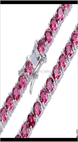 

tennis graduated necklaces pendants drop delivery 2021 fashion 18k gold mens and womens red blue cz zirconia hip hop tennis ne7158612, Black