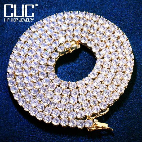 

pendant necklaces gold color tennis chain 4mm 5mm 6mm one row zircon necklace link for men women hip hop jewelry hkd230712, Silver