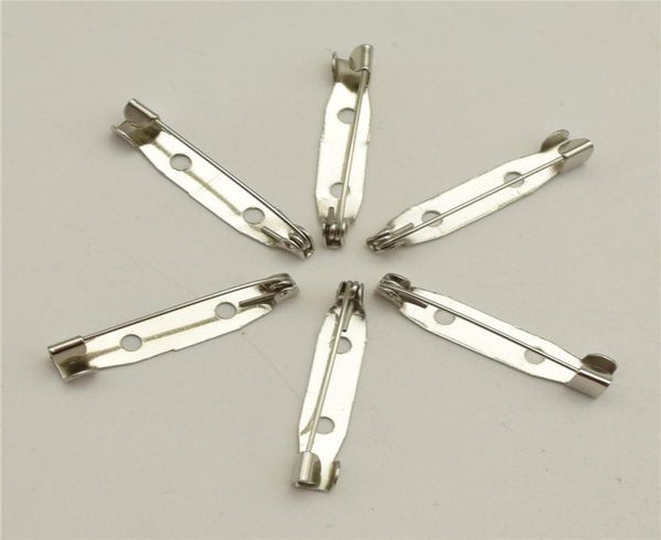 

1000pcs 25mm safety lock back bar pin diy brooch base dual brooch back base with safety pin use for brooch and hair jewelry8279630, Silver