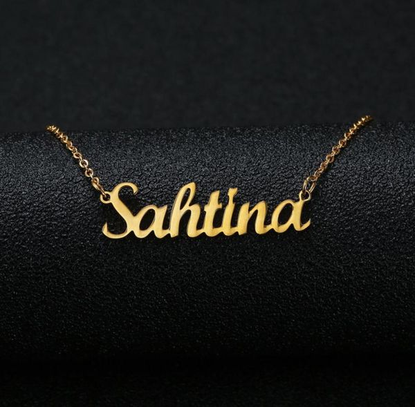 

gold silver color personalized custom name pendant necklace customized cursive nameplate necklace women handmade birthday gift3914728