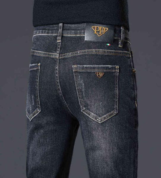 

end high brand jeans men039s autumn winter elastic slim small straight tube middle waist youth9356555, Blue