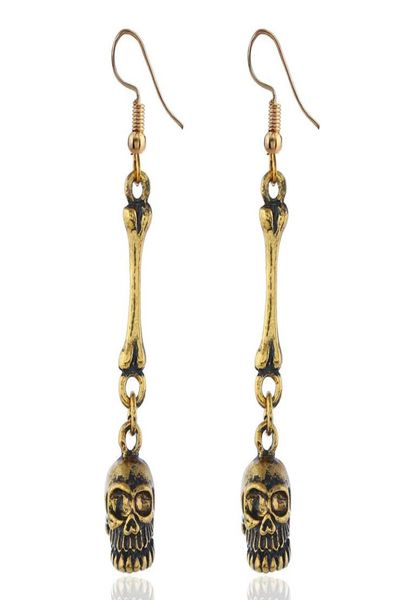 

antique gold silver skeleton dangle earrings for men women hip hop young halloween party jewelry european american selling ear8036746