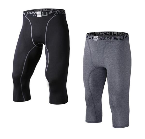 

eu men039s compression capri base layer tights 3 4 pants capri pants209e1454846, Black