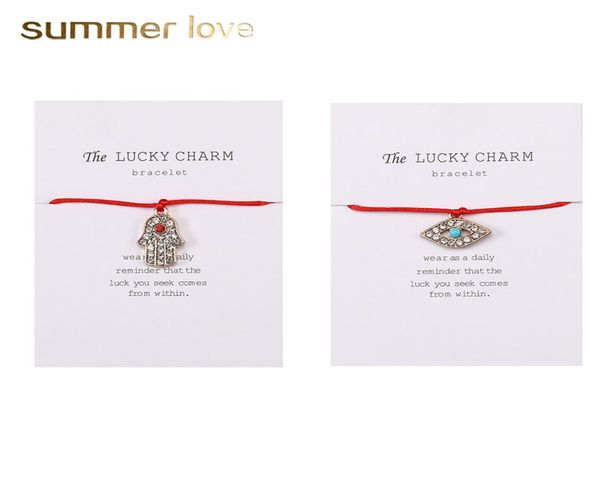 

2021 handwoven lucky red string charm bracelets for women men ctystal fatima hamsa hand evil blue eye pendant friendship bracelet 7465078, Golden;silver