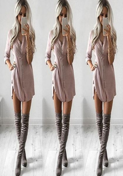 

casual dresses women blouse shirt dress summer loose long sleeve shirts6449772, Black;gray