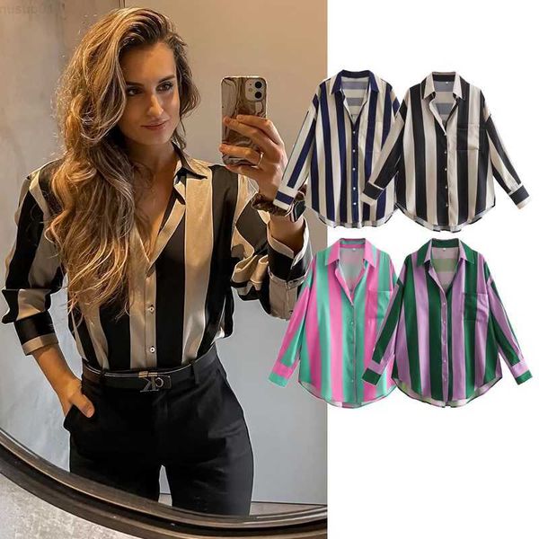 

women's blouses shirts new shirt women's chic fashion vertical stripe straight loose women shirt 2022 new blouses leisure holiday, White