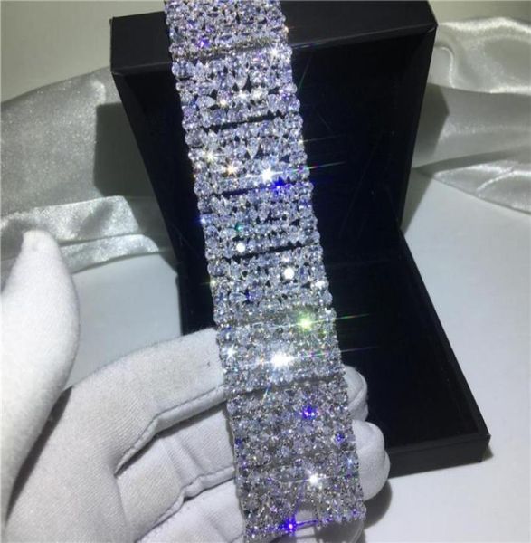 

vecalon luxury lady big bracelet diamond white gold filled engagement wedding bracelet for women bridal jewelry68640939062266, Black