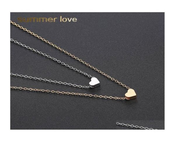 

pendant necklaces classic clavicle chain necklace small love heart for women girl gold sier choker party wedding jewelry drop deli1213157, Silver