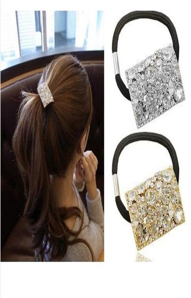 

24pcs womens accessories rhinestone crystal geometry oblong hair band ponytal holder2708324, Pink