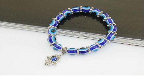 

fashion turkey evil eye bracelet resins beads pendant hand beaded bracelet strand elastic wristband charm jewelry gifts2452268, Black