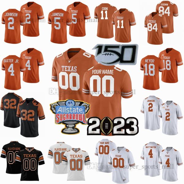 

23 24 ncaa texas longhorns college football jersey bijan robinson quinn ewers vince young arch manning barryn sorrell demarvion overshown cu, Black