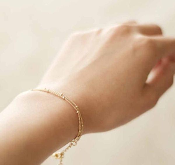 

charm bracelets summer bracelets bangles dainty doublelayer satellite chain gold bracelet femme wedding gift bracelet for women8388164, Golden;silver
