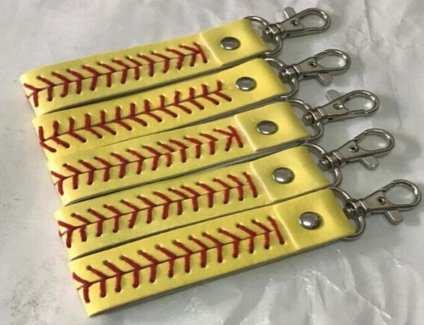 

leather sport accessories baseball keychain softball baseball sport rope lanyard necklace keychain for id card cell mobile phone8254969