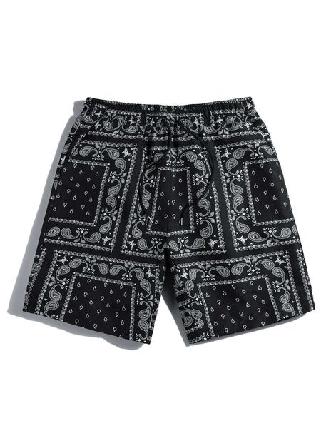 

mens shorts men casual paisley print sport beach 230712, White;black