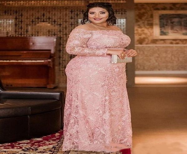 

plus size mother of the bride dress pink lace long sleeve sheer neck column floor length wedding party gowns formal occassion6195094, Black;red