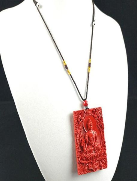 

chinese natural red organic cinnabar stone buddha pendant necklace fashion charm jewellery lucky amulet gifts for women men19211831551046, Silver