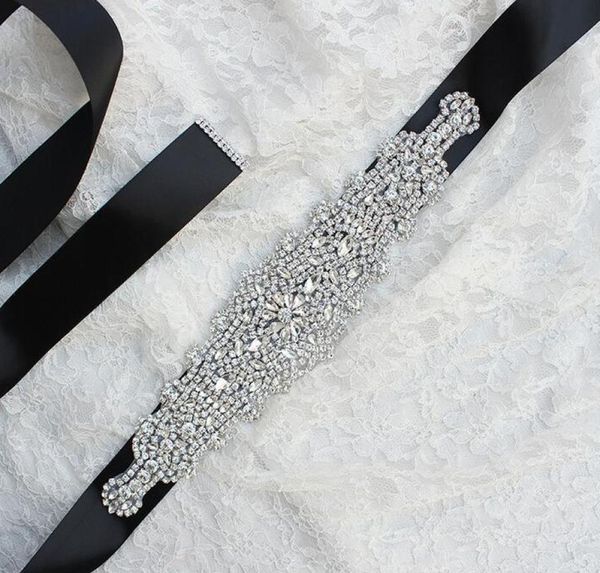 

2019 luxury fashion rhinestone adornment belt wedding dress accessories belt 100 handmade selling xw61 bridal sashes4707481, White