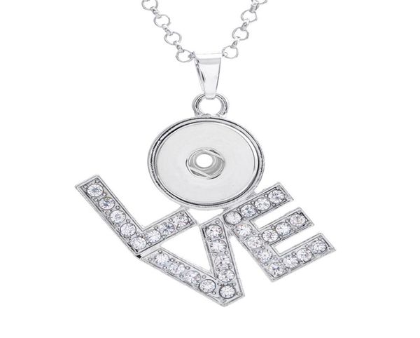 

noosa 18mm chunks snap button pendant crystal rhinestone love heart ginger snap charm for necklace interchangeable jewerly making4524454, Silver