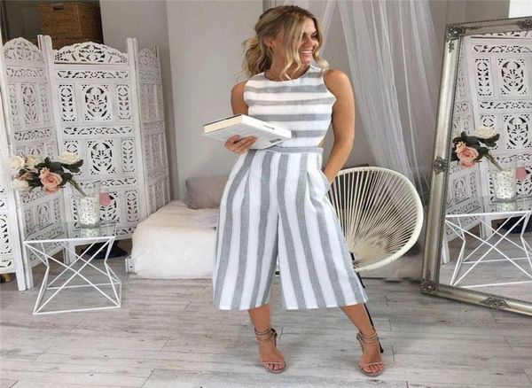 

women039s jumpsuits rompers summer casual striped clubwear jumpsuit sleeveless packet hollow playsuit bodysuit ladies leotard7173403, Black;white