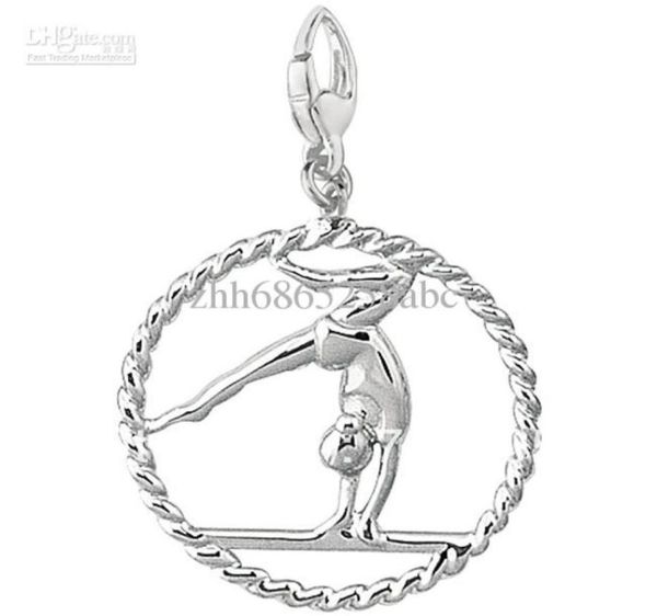 

new arrival gymnastics girl on balance beam circle charms pendant for jewelry making69198233928209, Silver