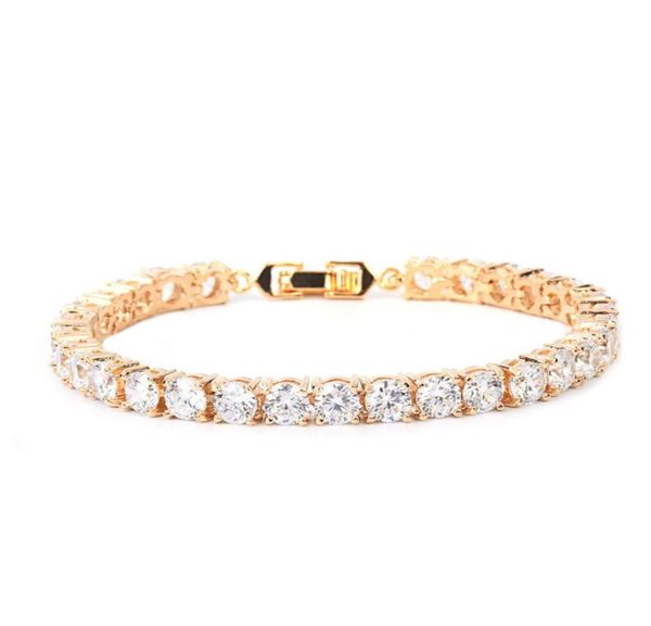

tennis chain bracelet copper material men039s hip hop jewelry iced zircon four colors women cz bracelet link 18cm 28cm8274320, Golden;silver