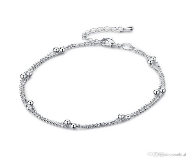 

ankle bracelets beach jewelry 2017 new 925 sterling silver double layers anklets jewelry for women boot foot ship n13445220, Red;blue