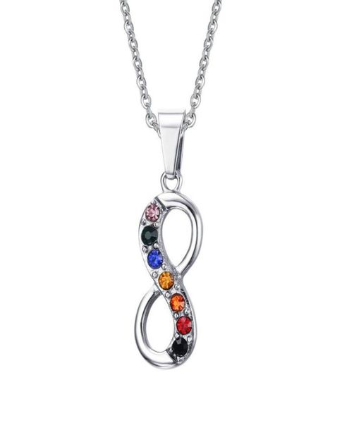 

endless love 8 shaped pendant for women men stainless steel infinity gay pride necklace chain women jewelry pn5594560103, Silver