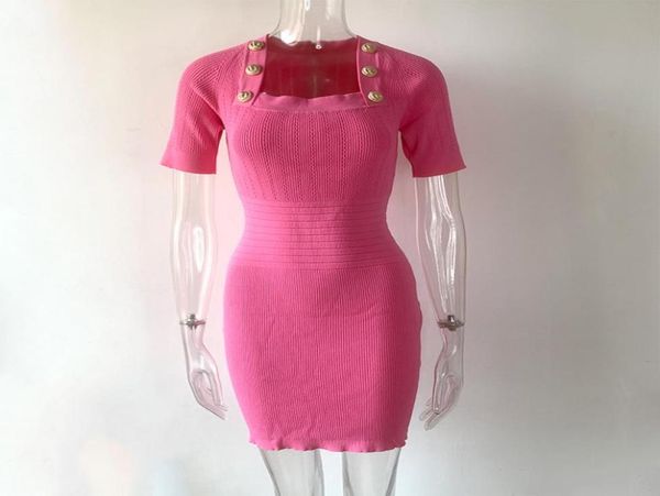 

816 2021 autumn a line short sleeve dress squared neck pink black prom fashion mid calf flora print brand same style oulaidi3114319