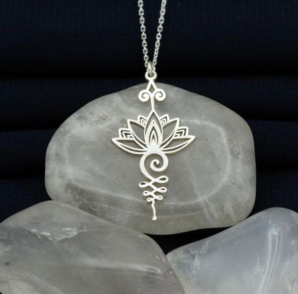 

pendant necklaces creativity unalome necklace for women vintage metal india mens with lotus floweryoga jewelry 20218986292, Silver